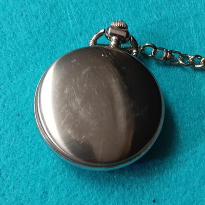 WORKING INGRAHAM POCKET WATCH, EAGLE PIN, TIE TACKS & CLIP, ONE RAILROAD THEME POCKET WATCH DOES NOT WORK