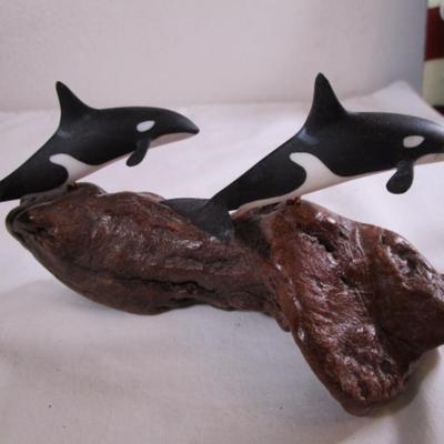 John Perry 2 Orca whales on driftwood