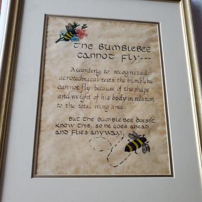 Framed bumble bee poem 