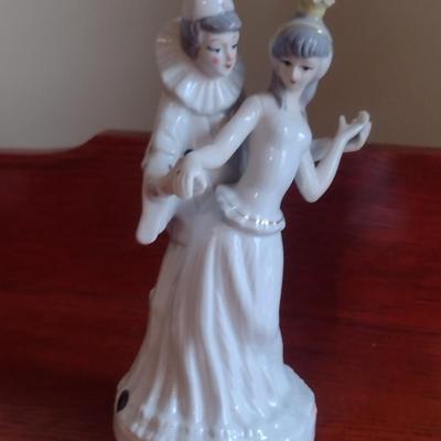 Glazed Porcelain Clown Couple Music Box