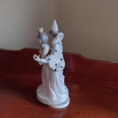 Glazed Porcelain Clown Couple Music Box