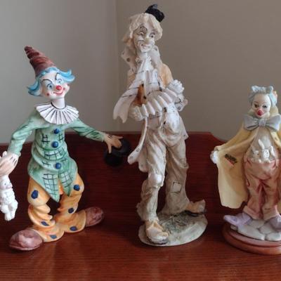 Collection of Resin Clown Figurines