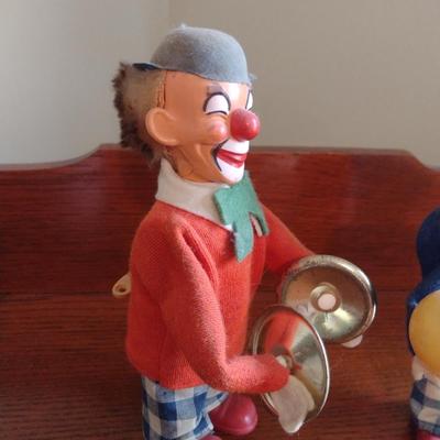 Pair of Vintage Clown Wind Up Toys