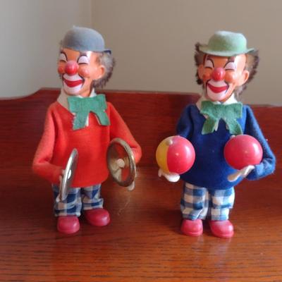 Pair of Vintage Clown Wind Up Toys