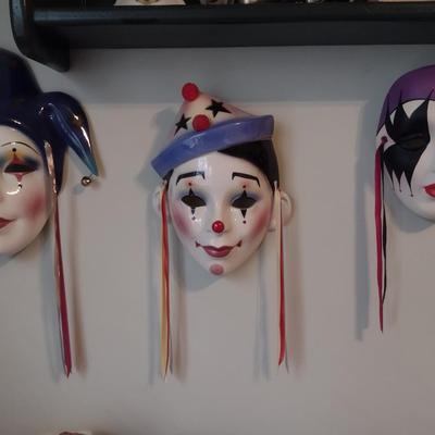 Collection of Porcelain Clown Masks- Four Pieces