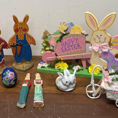 Easter Lot = Bunny Signs, Figurines, Egg