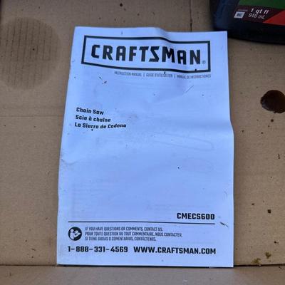 CRAFTSMAN 16 INCH 12-AMP ELECTRIC CHAINSAW WITH BAR AND CHAIN LUBRICATING OIL