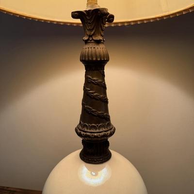 Brass and White Globe Table Lamp (UB-BM)