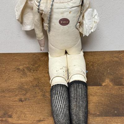 Antique Kittie Doll body missing head and one arm