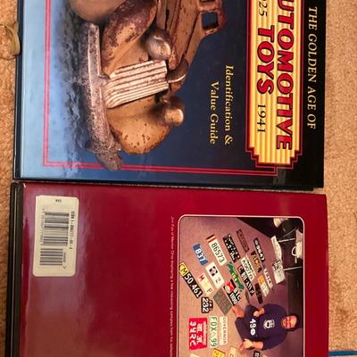 License plate and auto toys hard cover books
