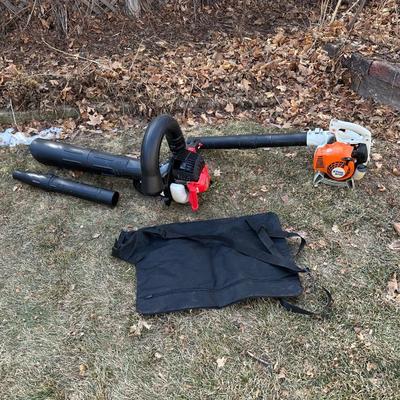 STIHL BG55 AND CRAFTSMAN LEAF BLOWERS “FOR PARTS ONLY” WITH GAS CONTAINER
