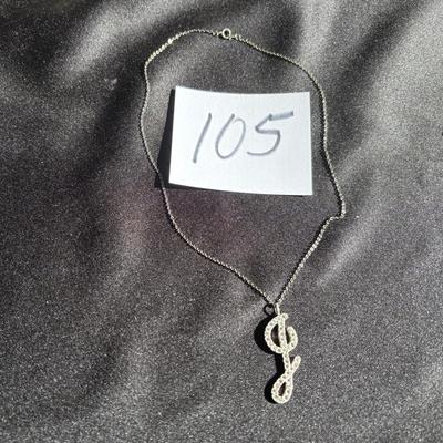 Silver Tone J Necklace