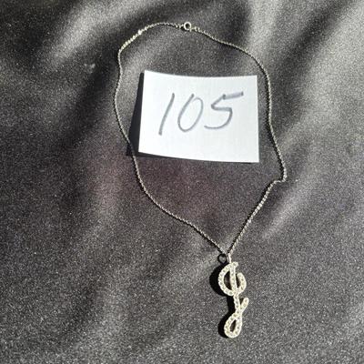 Silver Tone J Necklace