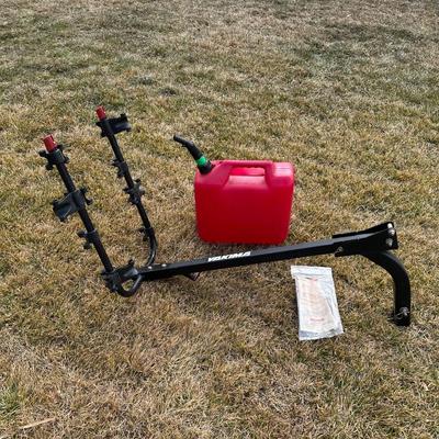 YAKIMA TRAILER HITCH MOUNT BIKE RACK AND GAS CONTAINER