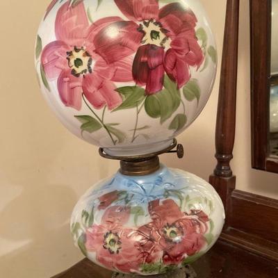 Hand painted hurricane lamp