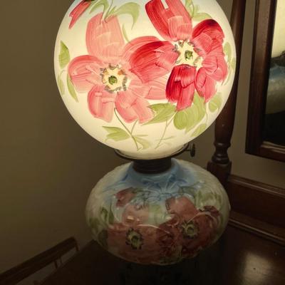 Hand painted hurricane lamp