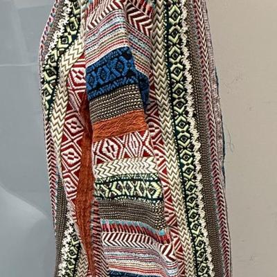 Zara Women's Multi-colored Stripe Woven Coat SIZE MEDIUM M