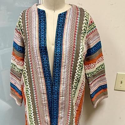 Zara Women's Multi-colored Stripe Woven Coat SIZE MEDIUM M