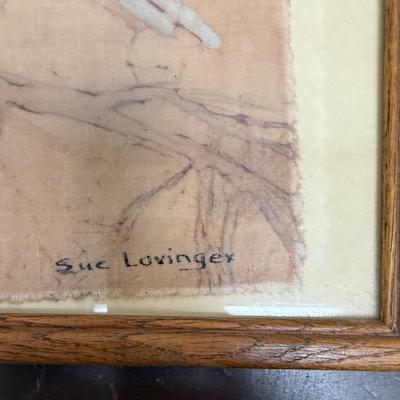 Batik Painting Artist Sue Lovinger original Quail Artwork Framed