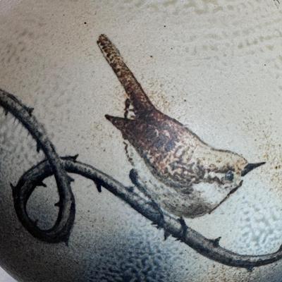 Charlie Tefft Pottery Ceramic Vase w/ Bird Design (DR-DZ)