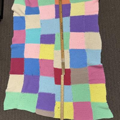 Afghan Lot - 3 blankets - colorful squares - various sizes