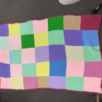 Afghan Lot - 3 blankets - colorful squares - various sizes
