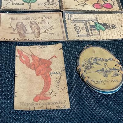 Vintage Used leather post cards