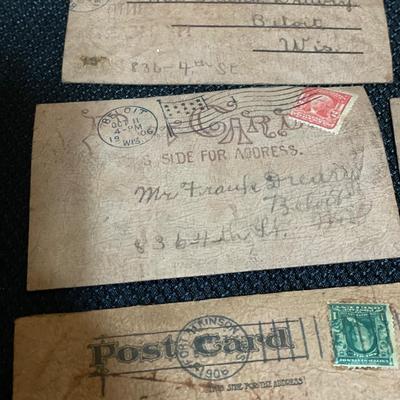 Vintage Used leather post cards