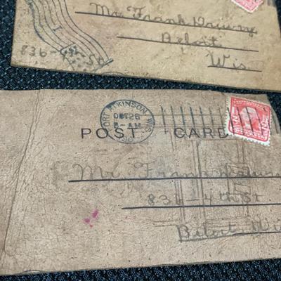 Vintage Used leather post cards