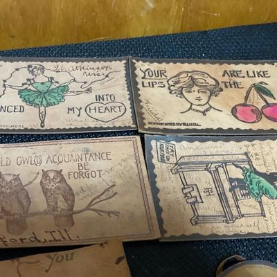 Vintage Used leather post cards