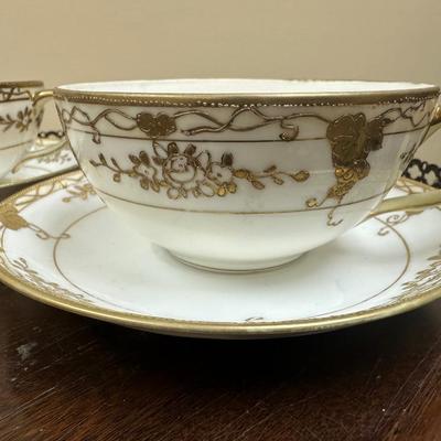 Tea for Two Nippon hand painted tea cups and saucers
