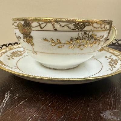 Tea for Two Nippon hand painted tea cups and saucers