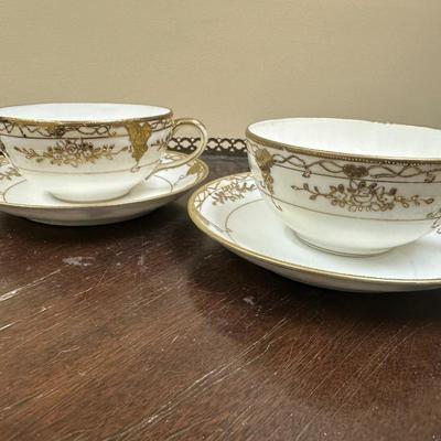Tea for Two Nippon hand painted tea cups and saucers