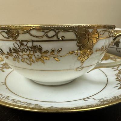 Tea for Two Nippon hand painted tea cups and saucers