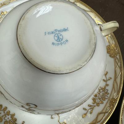 Tea for Two Nippon hand painted tea cups and saucers