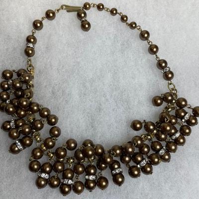 3 Piece Bronze faux pearl Necklace set
