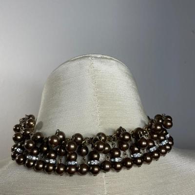 3 Piece Bronze faux pearl Necklace set