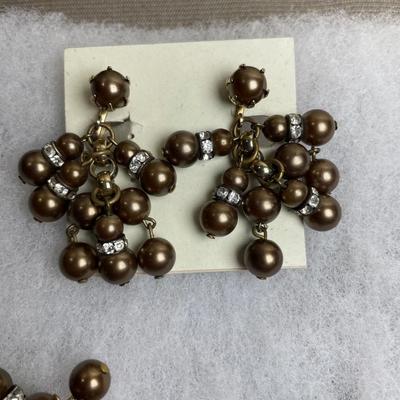 3 Piece Bronze faux pearl Necklace set