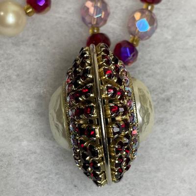 Vintage Rhinestone and Faux Pearl Pendant