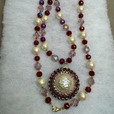 Vintage Rhinestone and Faux Pearl Pendant