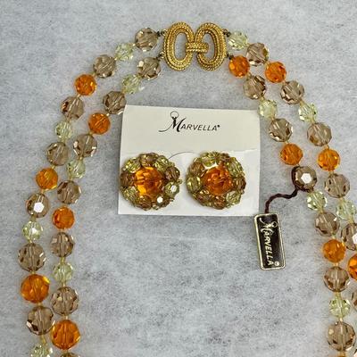 Vintage Marvella Crystal Necklace and Earring Set