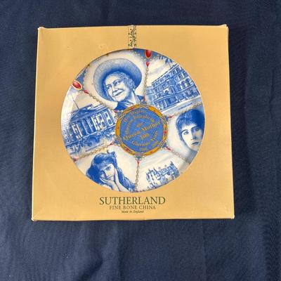 Sutherland England Bone China 8" Plate Queen Elizabeth Mother 100th Birthday