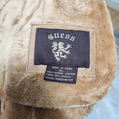 Guess Leather Mongolian Fur Coat XL