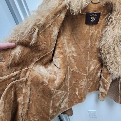 Guess Leather Mongolian Fur Coat XL