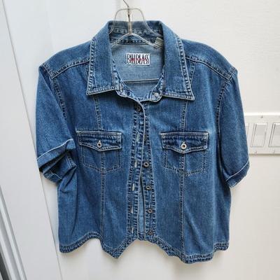 Bill Blass Demin W Patchwork Back Shirt 100% Cotton Size L