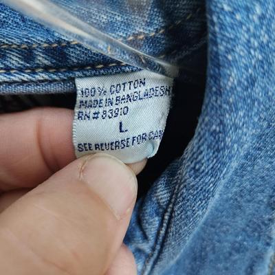 Bill Blass Demin W Patchwork Back Shirt 100% Cotton Size L