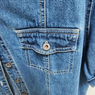 Bill Blass Demin W Patchwork Back Shirt 100% Cotton Size L