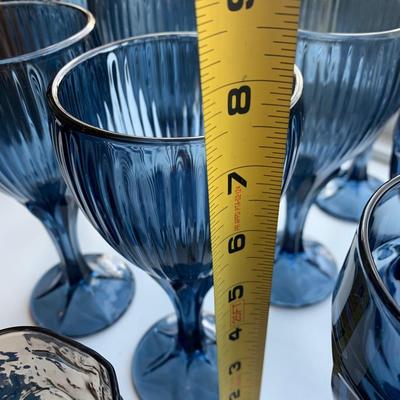 Blue & Amber Mid Century Libby Glasses Lot