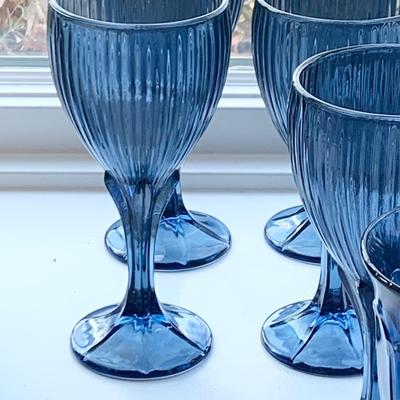 Blue & Amber Mid Century Libby Glasses Lot
