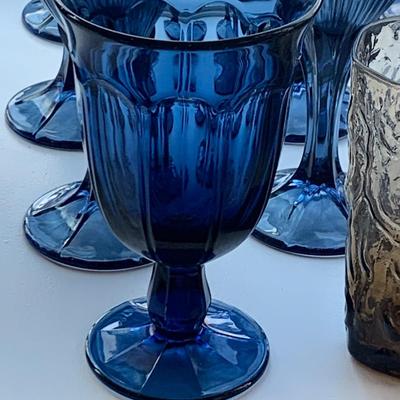 Blue & Amber Mid Century Libby Glasses Lot